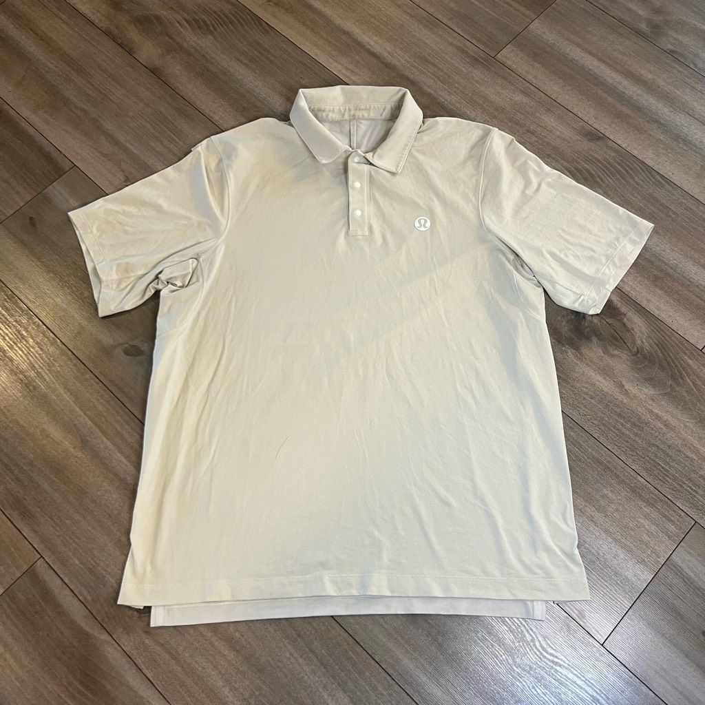 Lululemon Lululemon Cream Athletic Workout Shirt Polo Men Medium Bin A Size US M / EU 48-50 / 2 - 1 Thumbnail