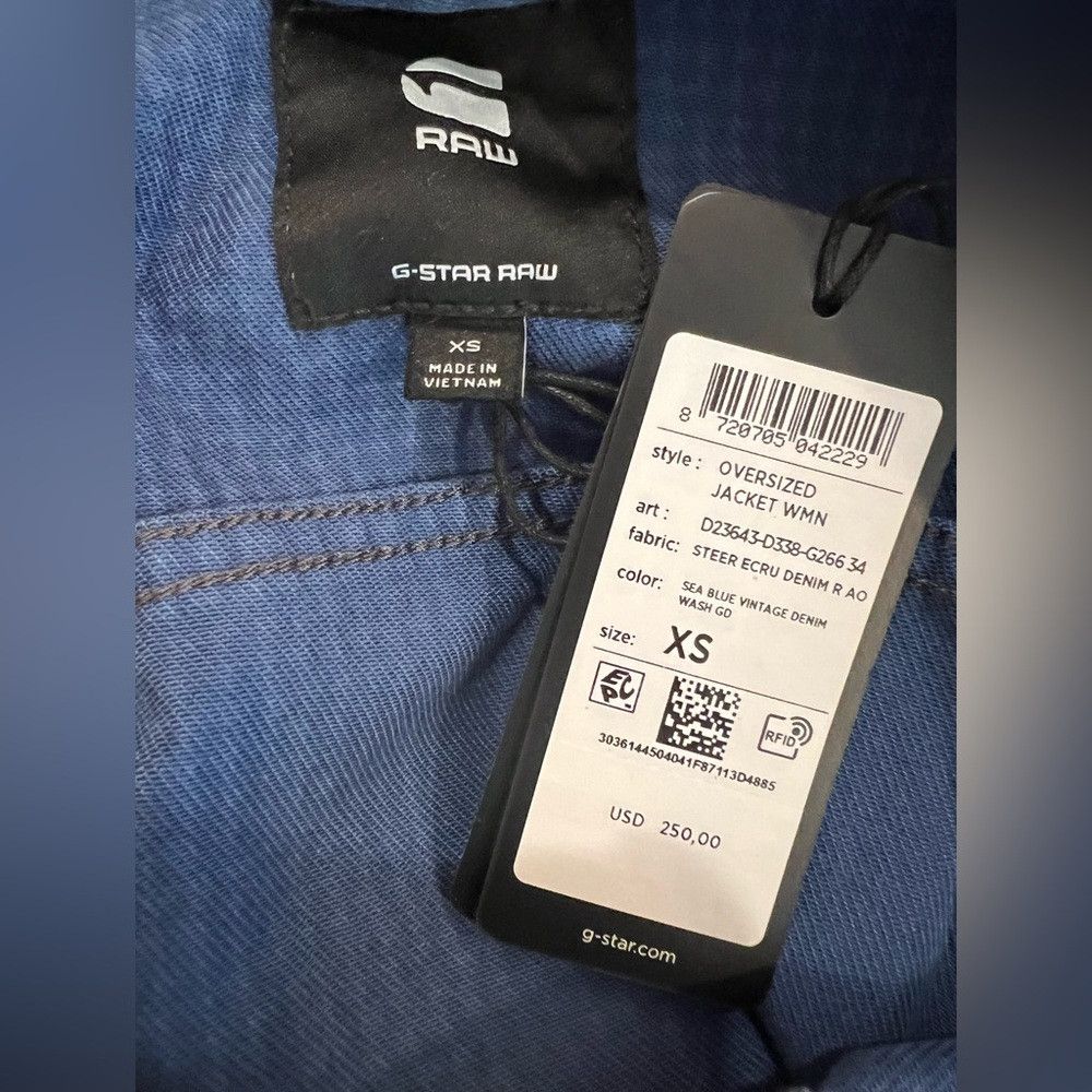 G-Star NWT G-Star RAW Oversized Denim Jacket XS Sea Blue $250 Size XS / US 0-2 / IT 36-38 - 6 Thumbnail