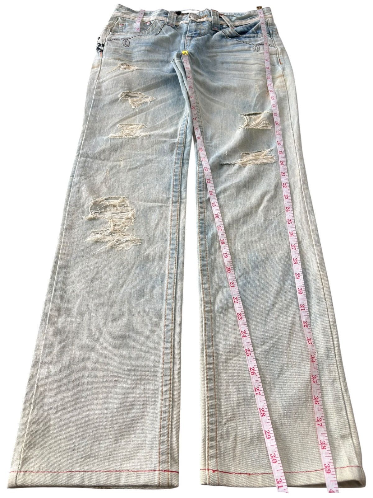 Hysteric Glamour Vintage Red Pepper Bleached Distressed Loose Jeans Size 30" / US 8 / IT 44 - 11 Thumbnail