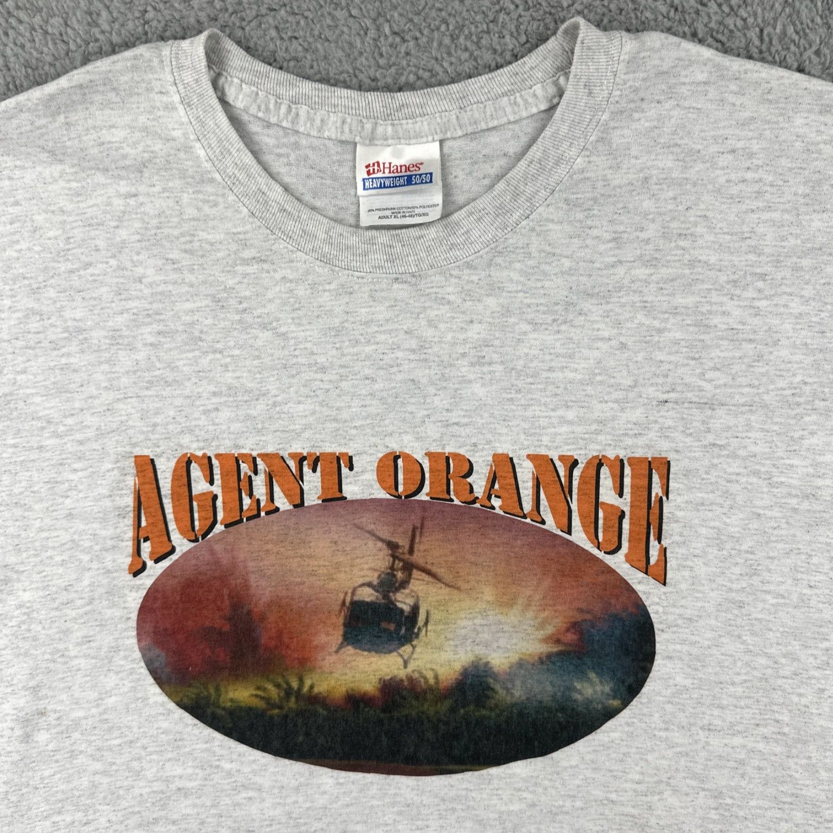 Hanes VINTAGE Hanes T Shirt XL Gray 50/50 Short Sleeve Graphic Tee Men Decade 1990s Agent Orange Cont… Size US XL / EU 56 / 4 - 6 Thumbnail