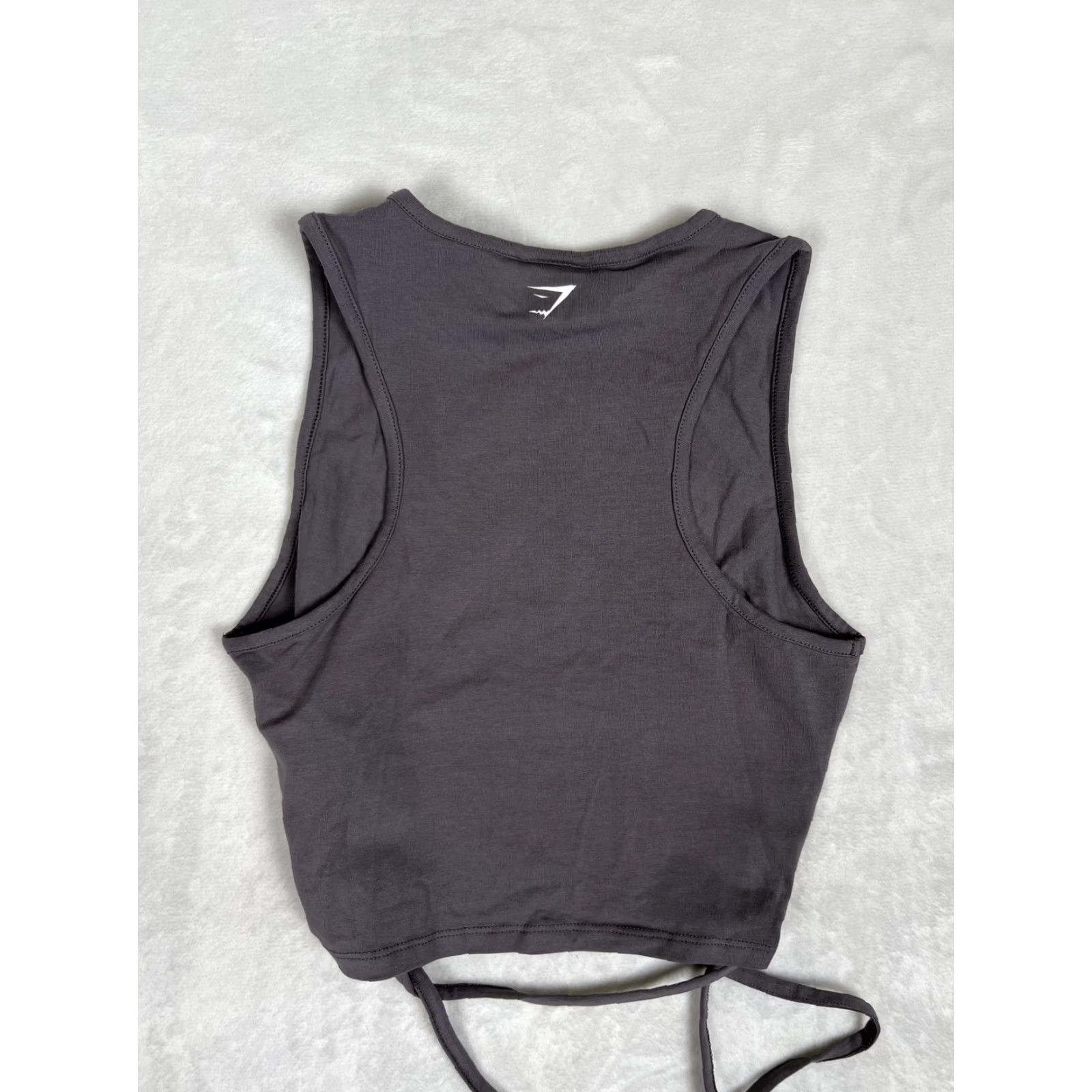 Gymshark Gymshark Shirt Womens XS Slate Lavender Ribbon Crop Top Tie Waist Sleeveless Crew Neck Cropped Logo Gym & Training, Yoga Womens XS Size XS / US 0-2 / IT 36-38 - 6 Thumbnail