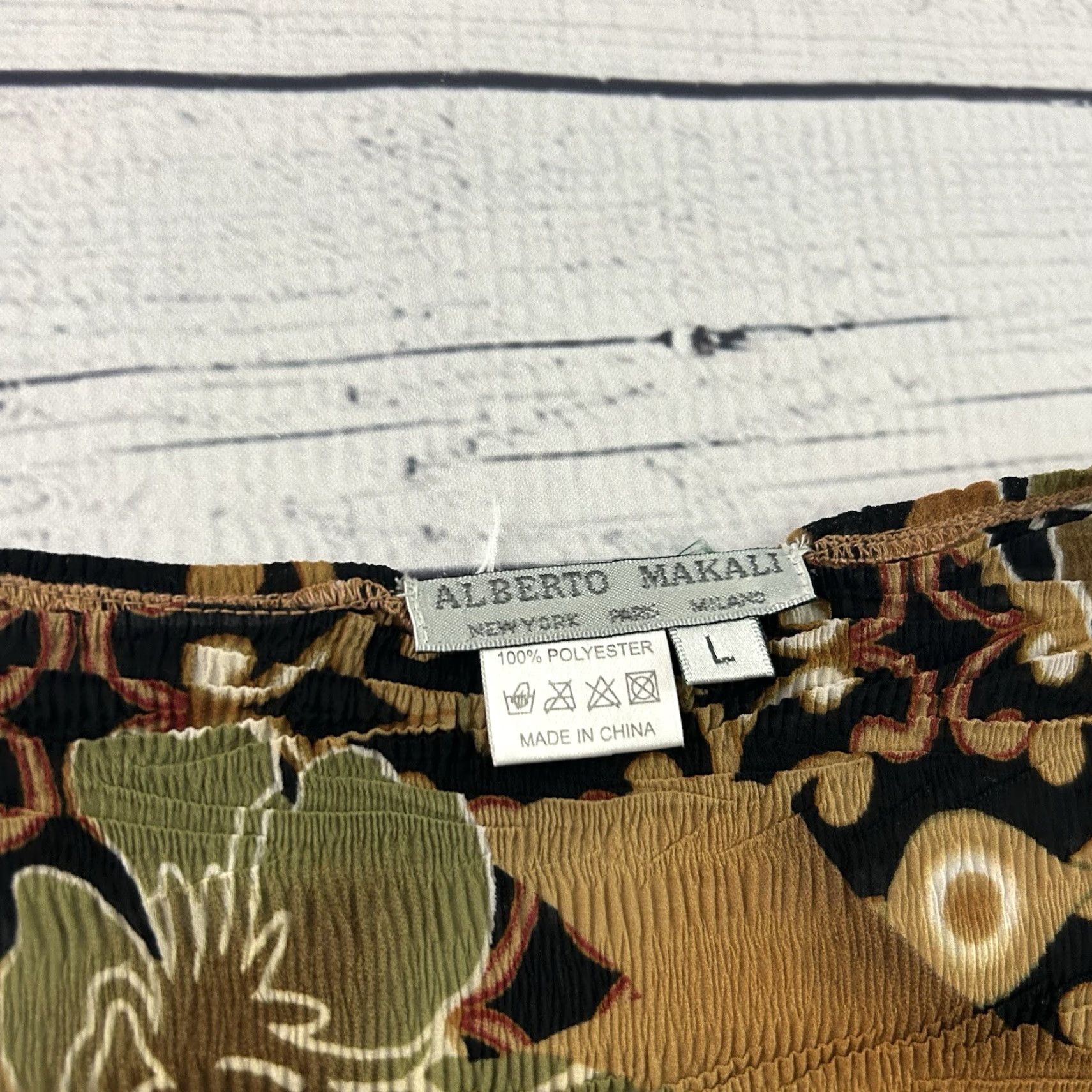 Vintage Alberto Makali Blouse Sequin Floral Top Women's L Brown Black Size L / US 10 / IT 46 - 2 Thumbnail