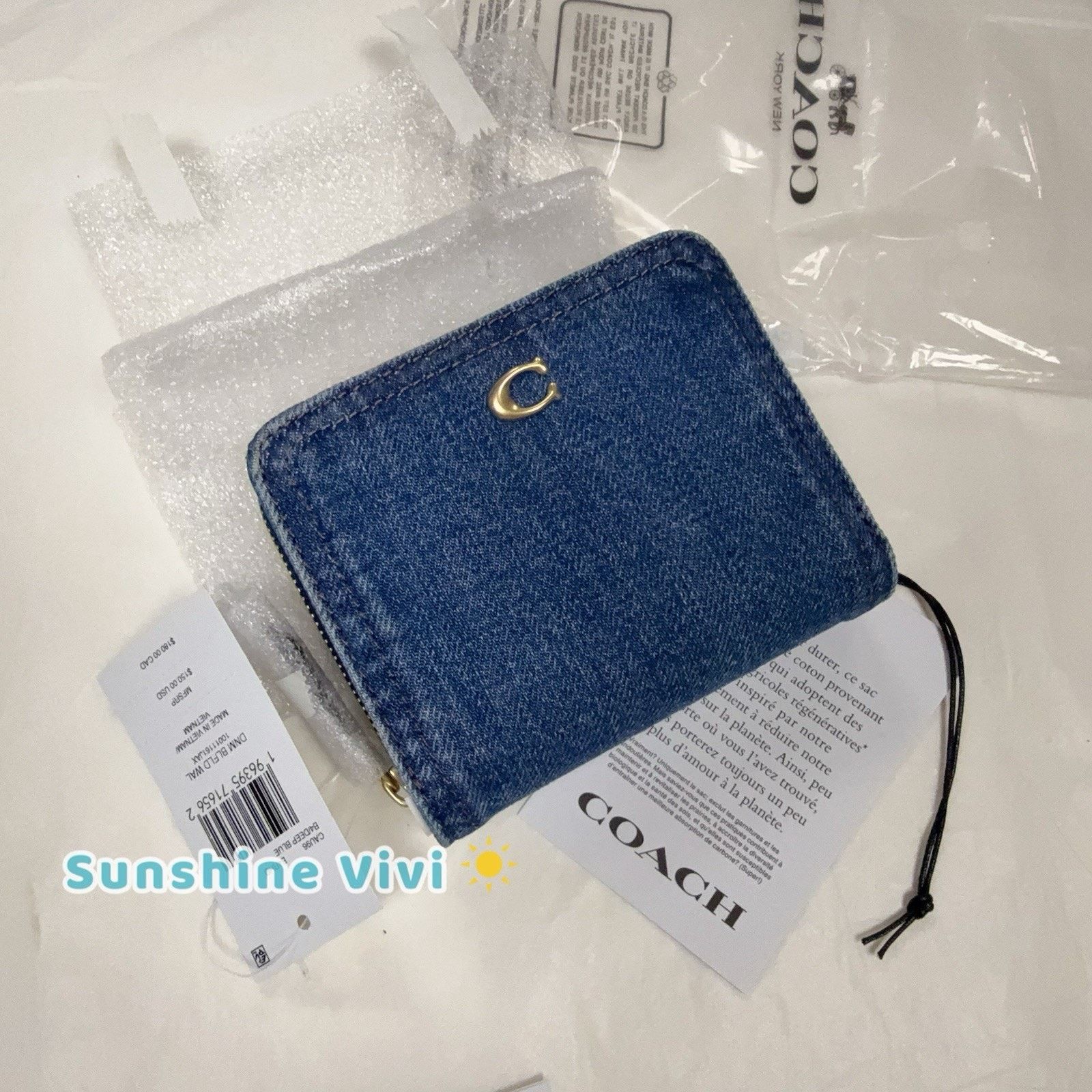 Coach NWT Coach Essential Billfold Denim Wallet CAU96 Deep Blue Size ONE SIZE - 1 Thumbnail
