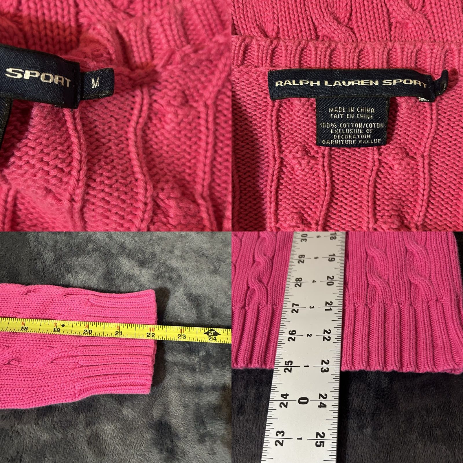 Polo Ralph Lauren Ralph Lauren Sport V-Neck Sweater Pink Women Medium Cable-Knit Cotton Pullover Knit Wool? Size M / US 6-8 / IT 42-44 - 9 Thumbnail