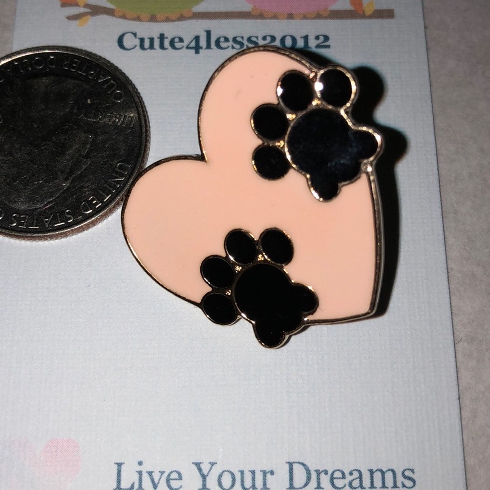 Other Pink Heart Paws Pet Rescue Pin Brooch Size ONE SIZE - 1 Thumbnail