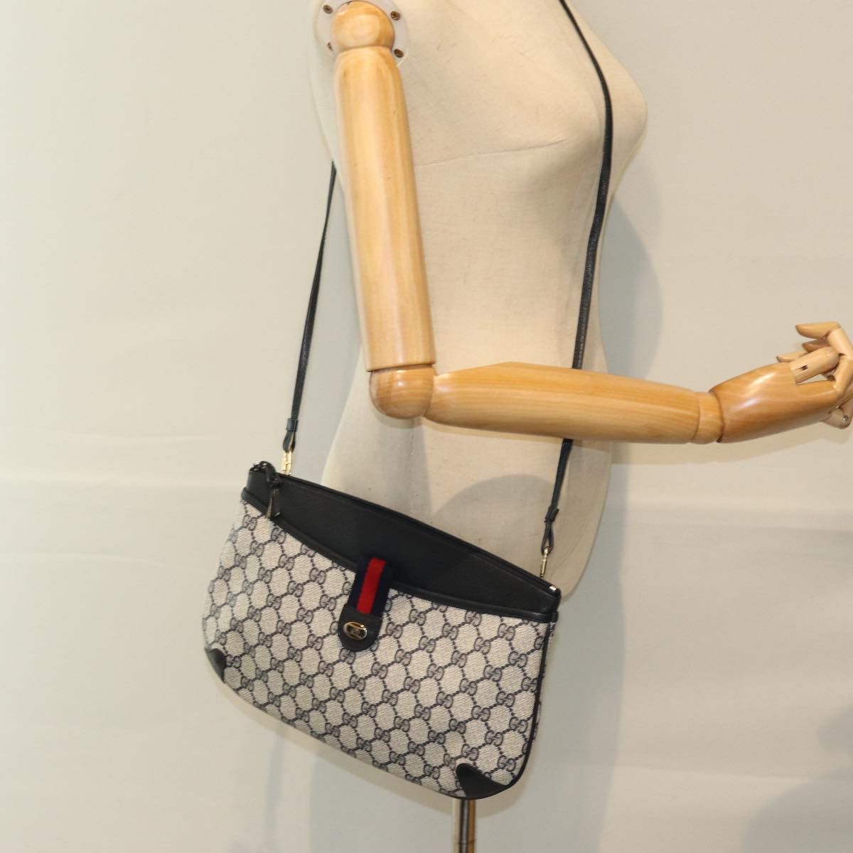 Gucci GUCCI GG Supreme Sherry Line Shoulder Bag Pvc Navy Red 904 Size ONE SIZE - 22 Thumbnail