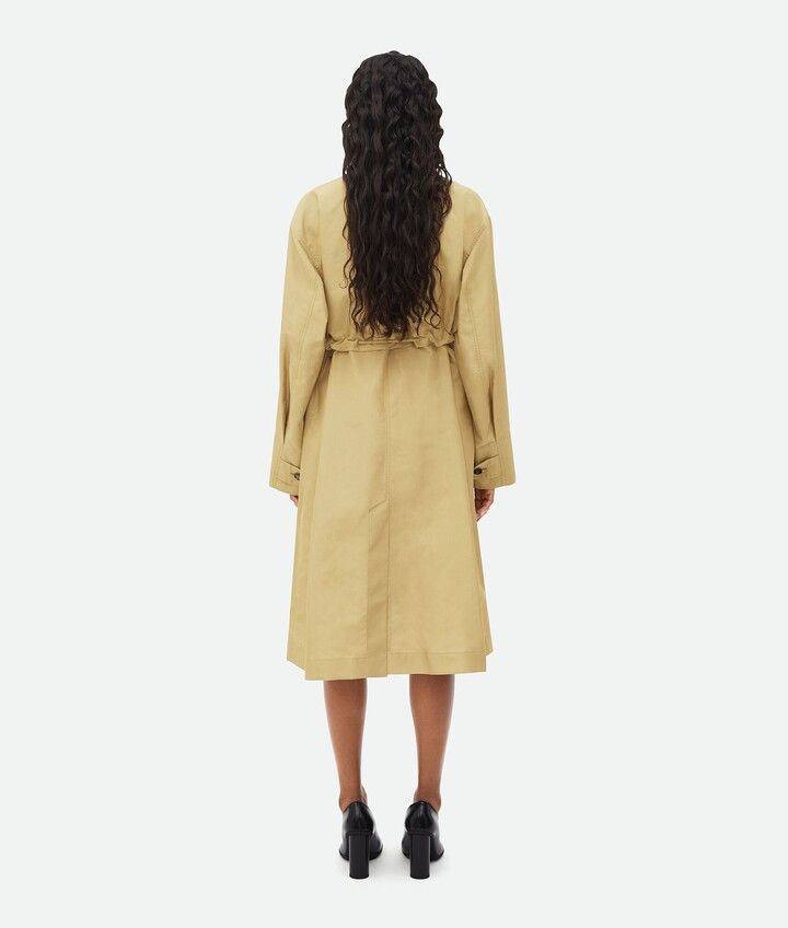 Bottega Veneta o1n1vont1224 Relaxed Fit Technical Nylon Trench Coat Beige Size S / US 4 / IT 40 - 3 Thumbnail