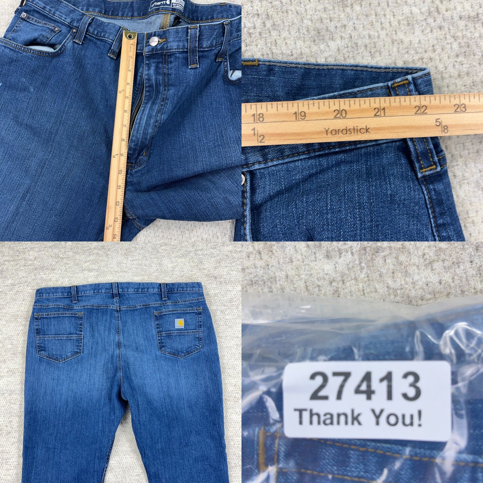 Carhartt VINTAGE Carhartt Jeans Men 46x30 Straight Leg Relaxed Fit Med Wash Work Wear Adult Jeans Men Blue 46 30 Pocket Pockets Logo 5-Pocket Denim Cotton Size US 30 / EU 46 - 9 Thumbnail