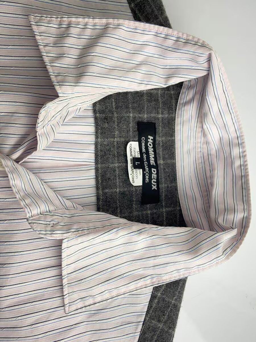 Comme des Garcons × Comme des Garcons Homme Deux Patch Striped Button Shirt Size US L / EU 52-54 / 3 - 6 Thumbnail