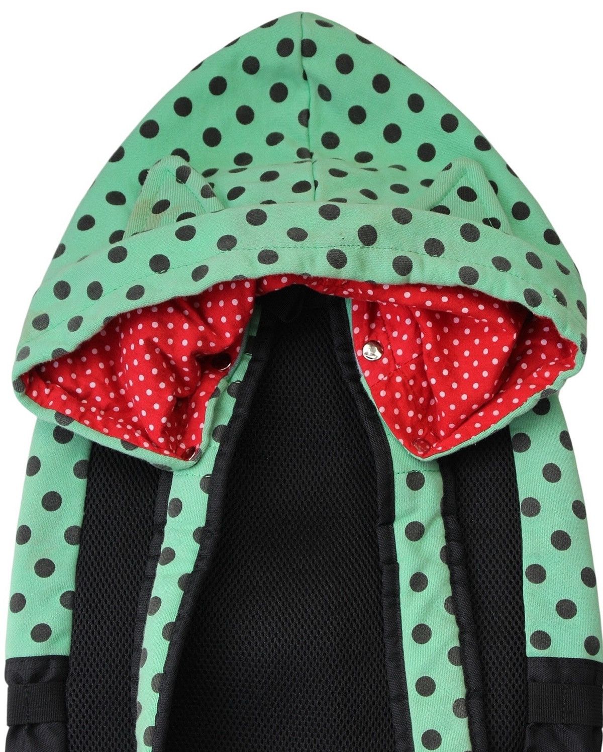 Japanese Brand 2000S HOODED BACKPACK BY WOR – GREEN POLKA DOTS Size ONE SIZE - 8 Thumbnail