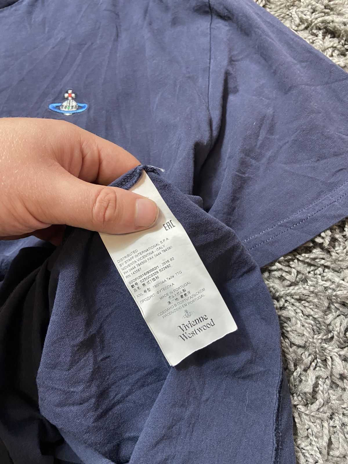 Designer × Vivienne Westwood VIVIENNE WESTWOOD ADULT COTTON DARK-BLUE LUXURY T-SHIRT Size US M / EU 48-50 / 2 - 3 Thumbnail