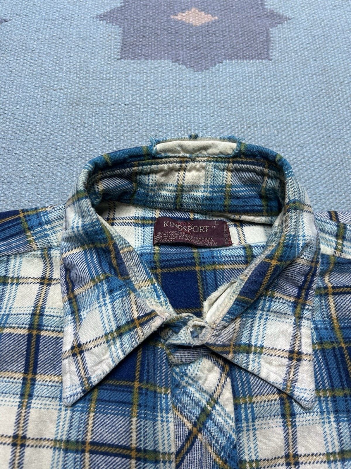 Vintage 80s flannel shirt brushed cotton distressed Kingsport large Size US L / EU 52-54 / 3 - 9 Thumbnail