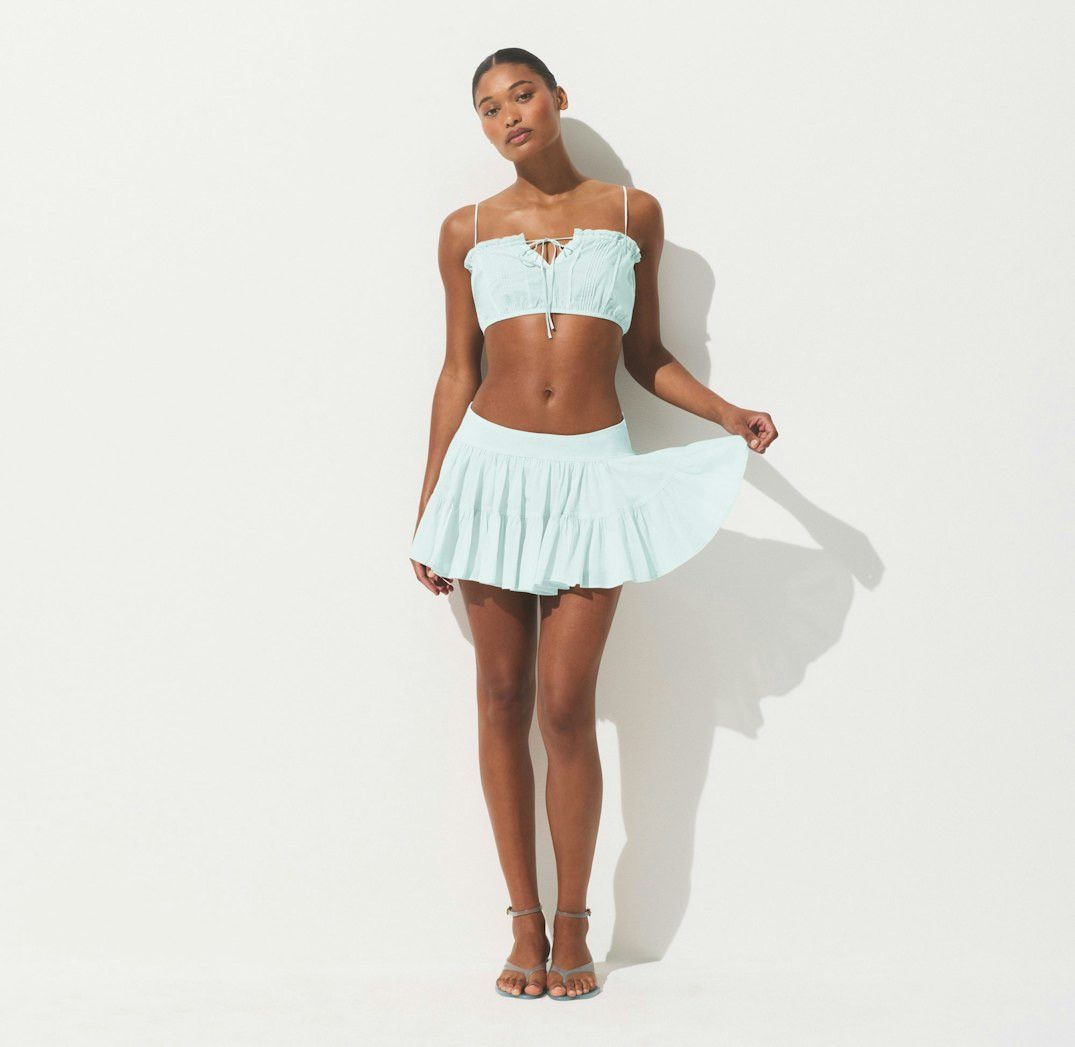 SKIMS NWT SKIMS Cotton Voile Mini Skirt in the color Frost XXS Size 24" / US 00 / IT 34 - 1 Thumbnail