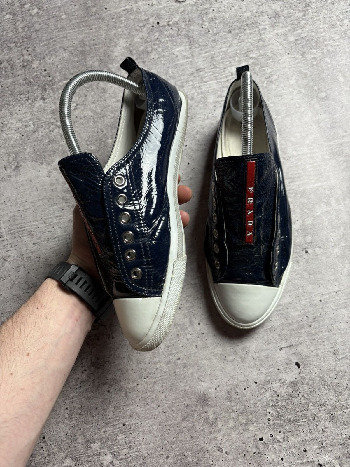 Prada Vintage Prada Leather Sneakers Size US 5.5 / EU 38 - 8 Thumbnail