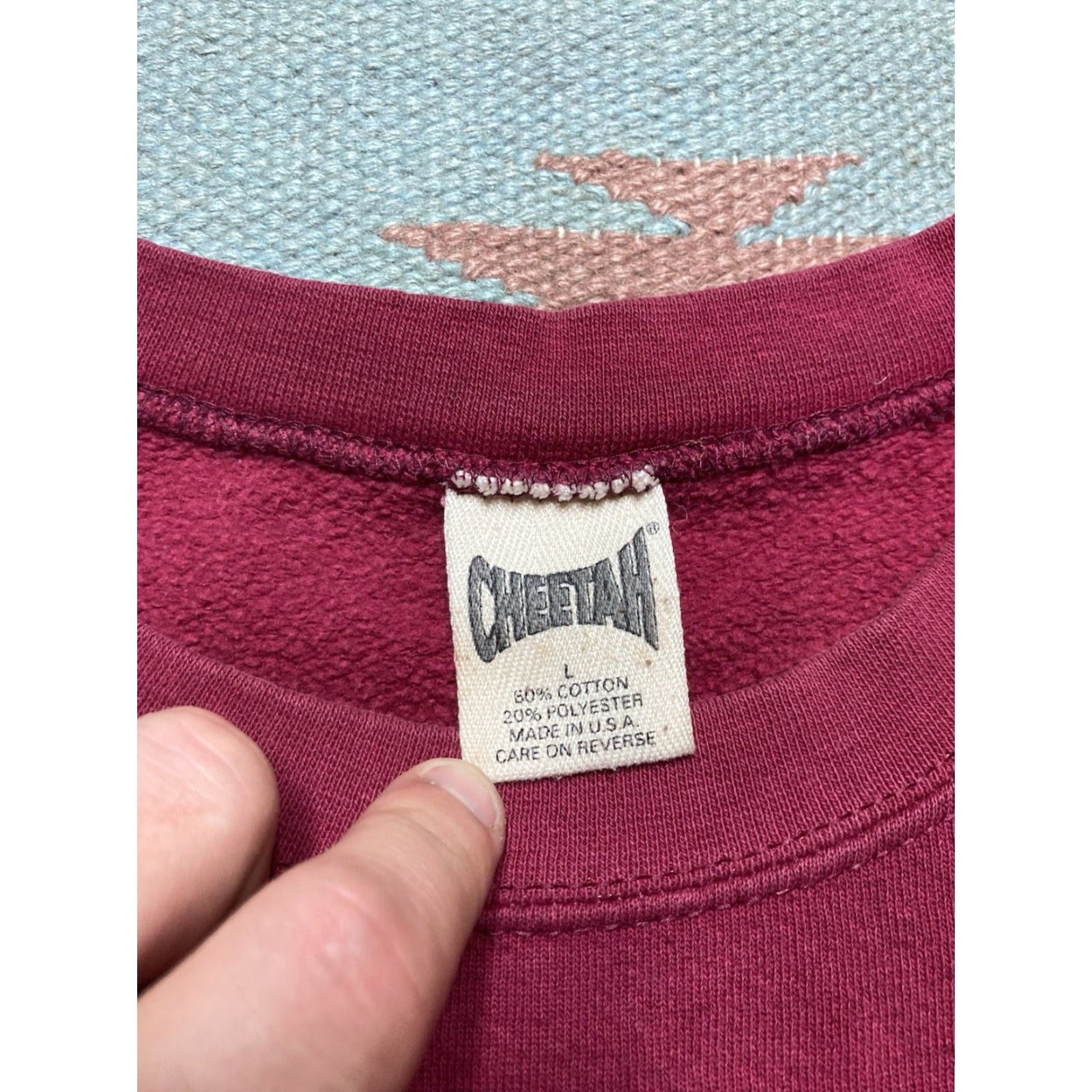 Vintage Vintage 80s 90s Cheetah Sweatshirt Crewneck Men Large Red Maroon USA 90s Pullover Knit Shirt Size US L / EU 52-54 / 3 - 6 Thumbnail