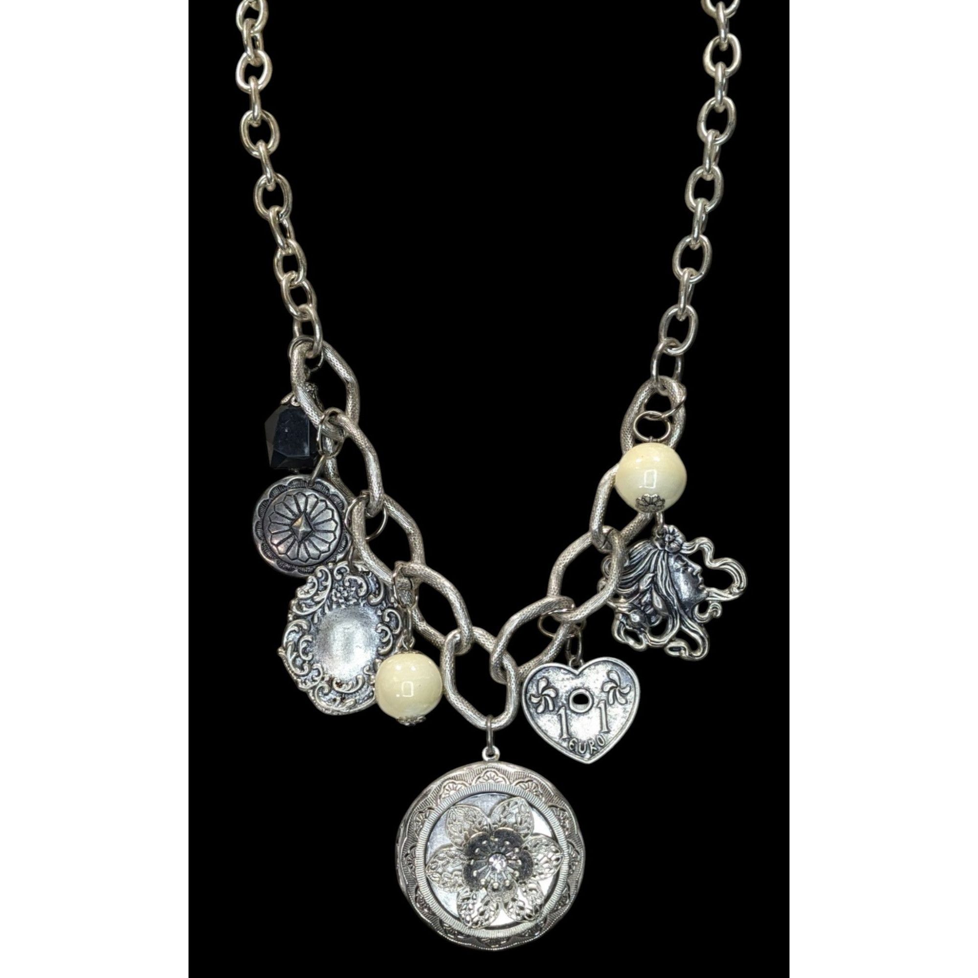 Handmade Vintage Victorian Style Gothic Charm Necklace W/ Locket Bead Size ONE SIZE - 1 Thumbnail
