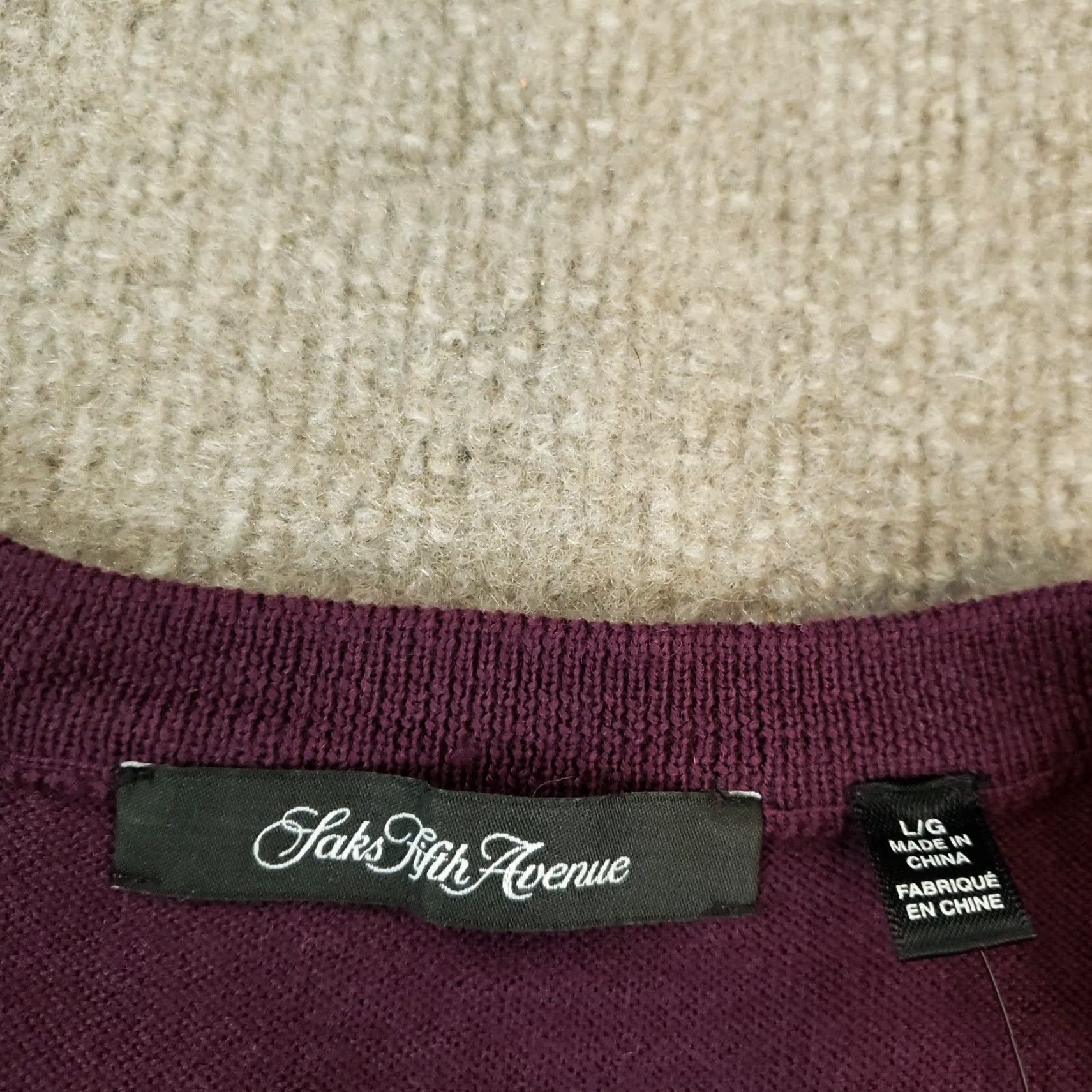 Saks Fifth Avenue Saks Fifth Avenue Mens Large Sweater Vest Purple V Neck Pullover Size US L / EU 52-54 / 3 - 5 Thumbnail