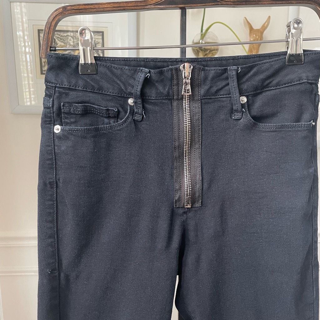 Other Good American Good Waist Exposed Zip Skinny Crop Jeans Raw H Size 26" / US 2 / IT 38 - 2 Thumbnail