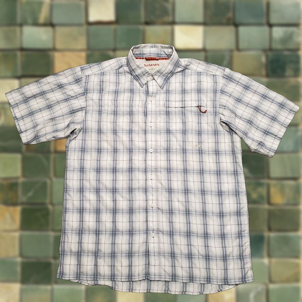 Vintage Simms Shirt Mens Large Blue Plaid Cor3 Performance Blend Vented Western Fishing Size US L / EU 52-54 / 3 - 1 Thumbnail