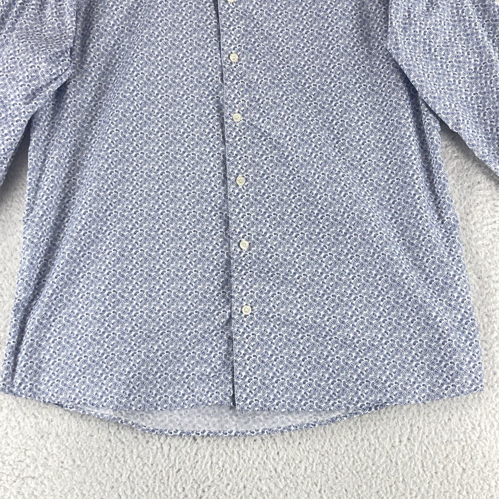 Eton Eton Blue Paisley Print Button-Up Shirt Mens Long Sleeve Contemporary XL Size US XL / EU 56 / 4 - 5 Thumbnail