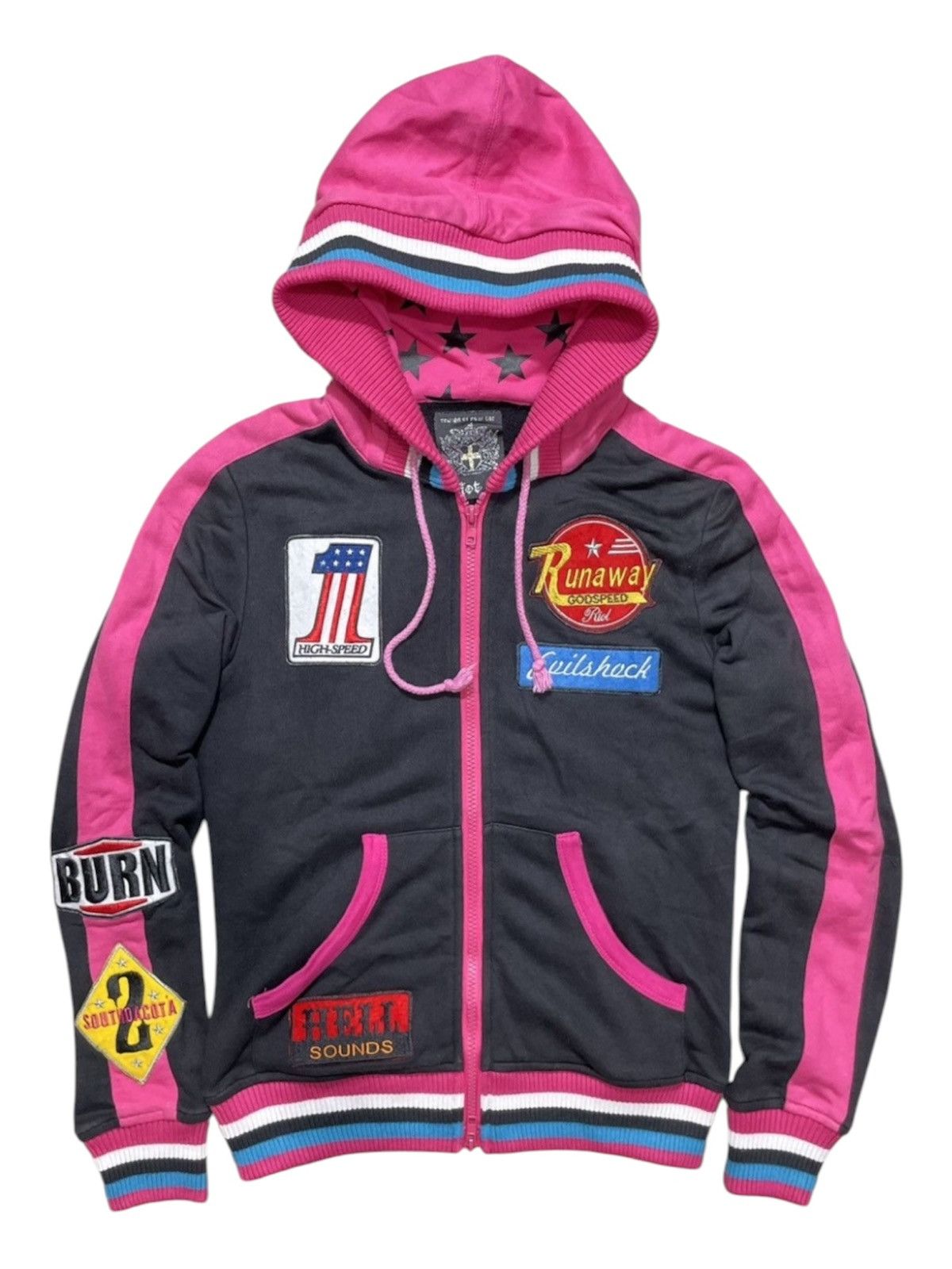 Hysteric Glamour 1990s Lovers Rock - Studded Skeleton Zip Hoodie