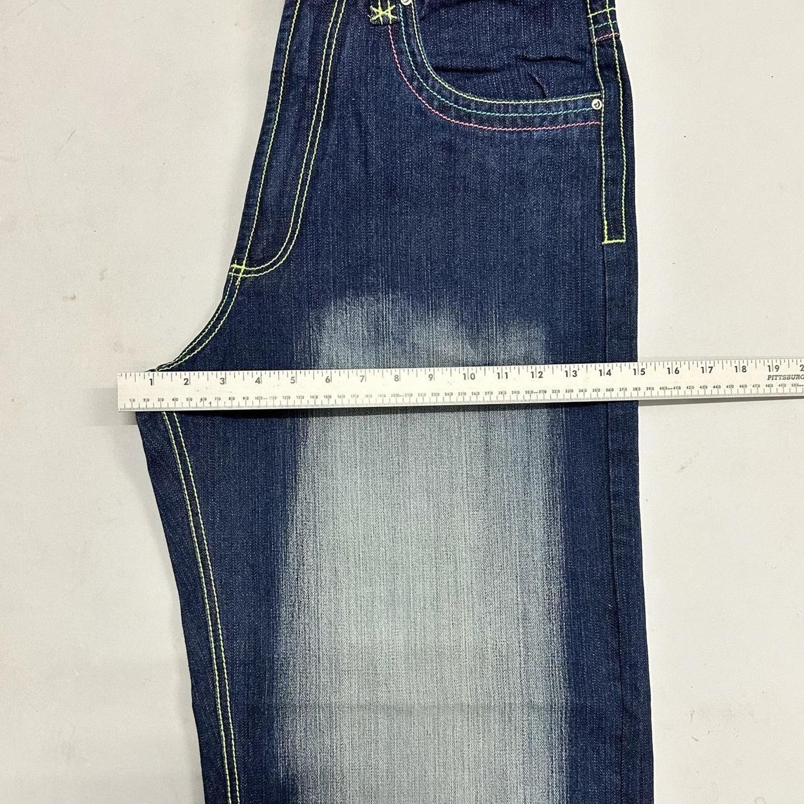 Vintage Vintage baggy y2k riflessi faded blue skater unique design Size US 36 / EU 52 - 6 Thumbnail