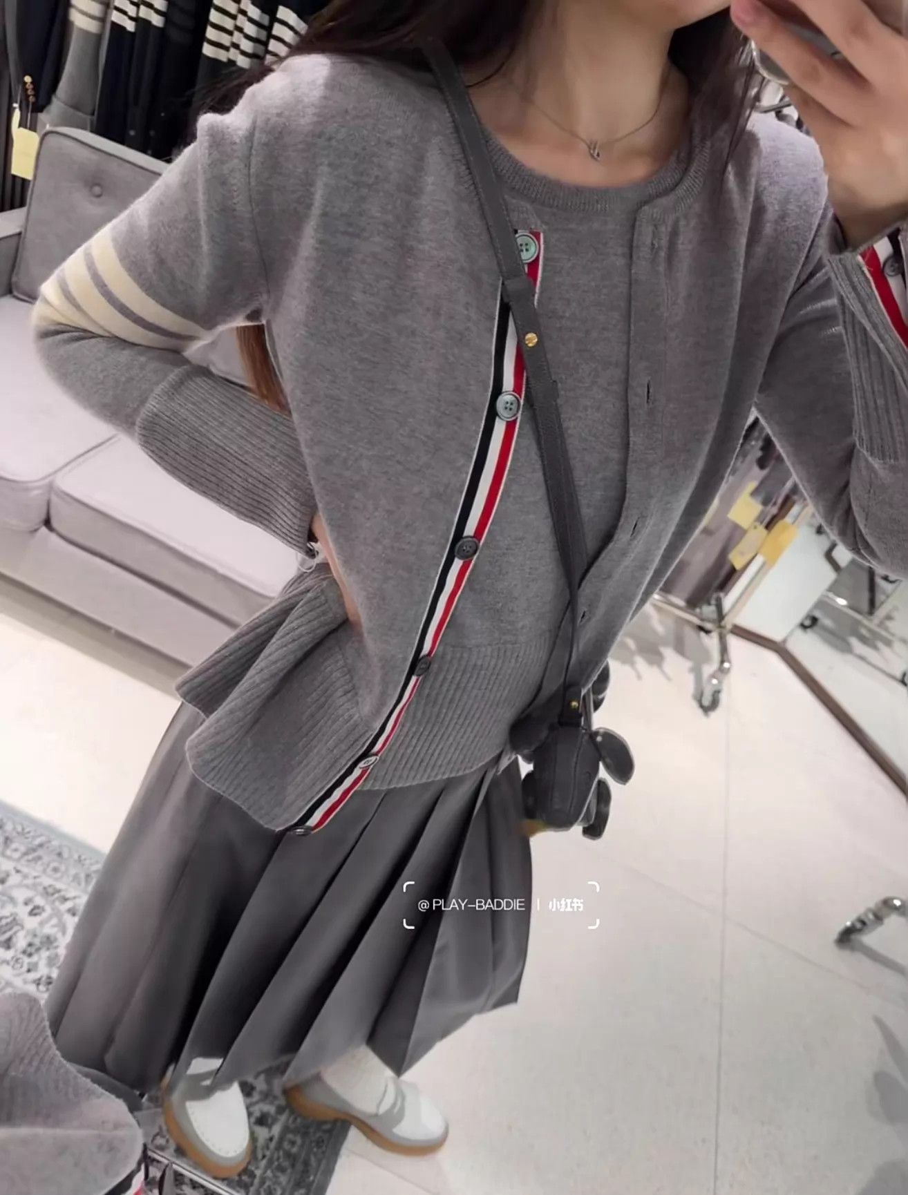 Thom Browne Thom Browne Women's Wool Cardigan Two-Tone Light Gray Size40 Size S / US 4 / IT 40 - 8 Thumbnail