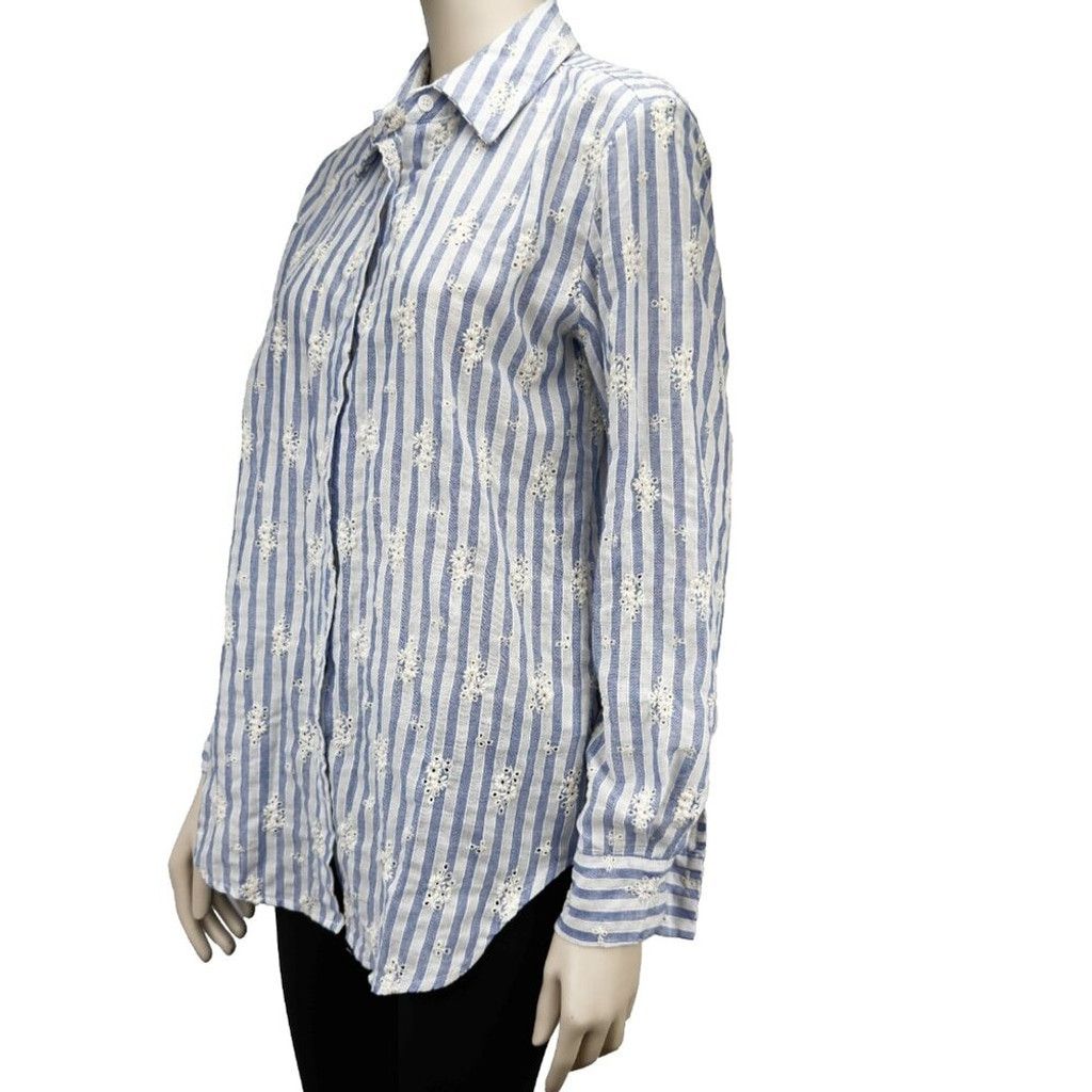 Other SENSUNIQ PARIS Stripe Blue White Button Up Floral Shirt sz M Size L / US 10 / IT 46 - 2 Thumbnail