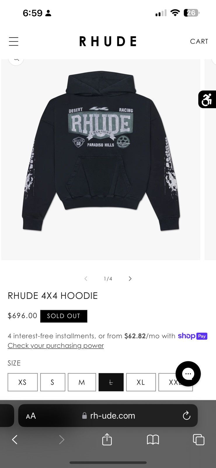 Rhude RHUDE 4X4 HOODIE Size US M / EU 48-50 / 2 - 5 Thumbnail