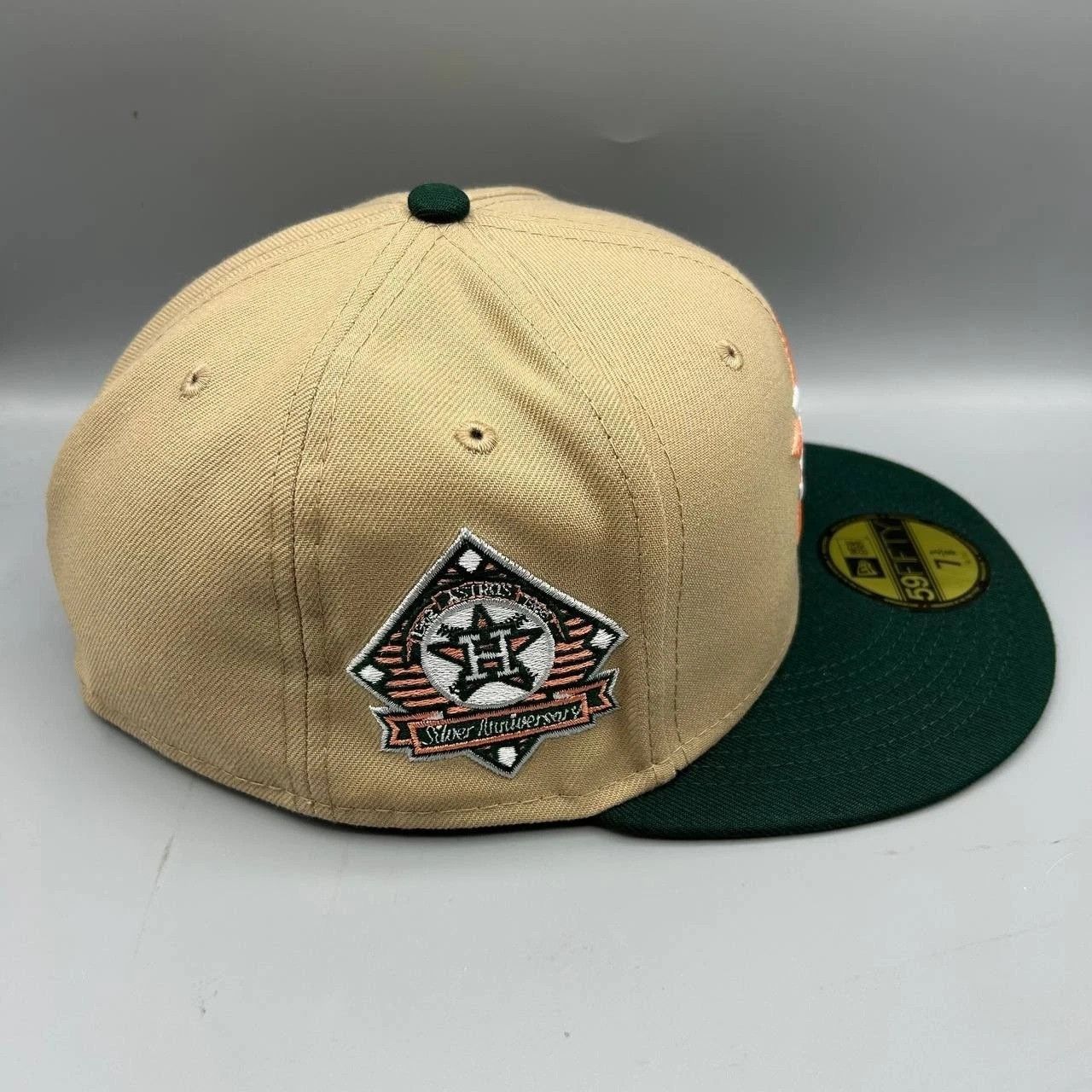 New Era Houston Astros Hat Men 7 3/8 Beige Green MLB Fitted Cap New Size ONE SIZE - 7 Thumbnail