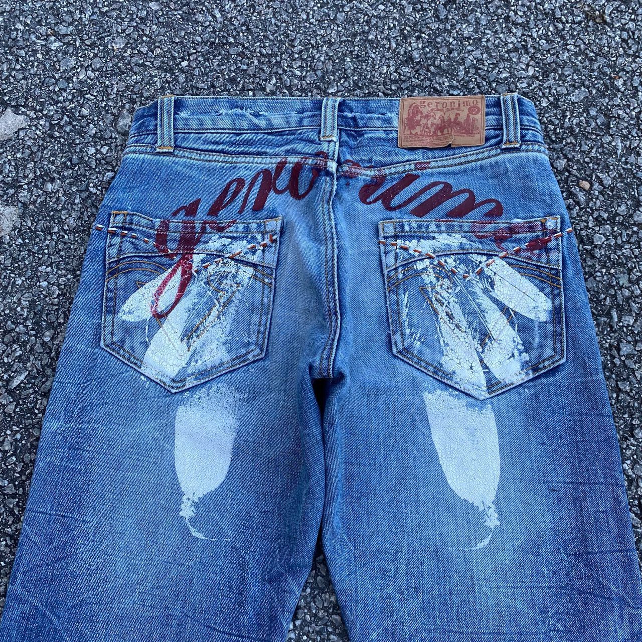 Japanese Brand Vintage Geronimo Indiana American Culture Flare Denim Size US 31 - 19 Thumbnail