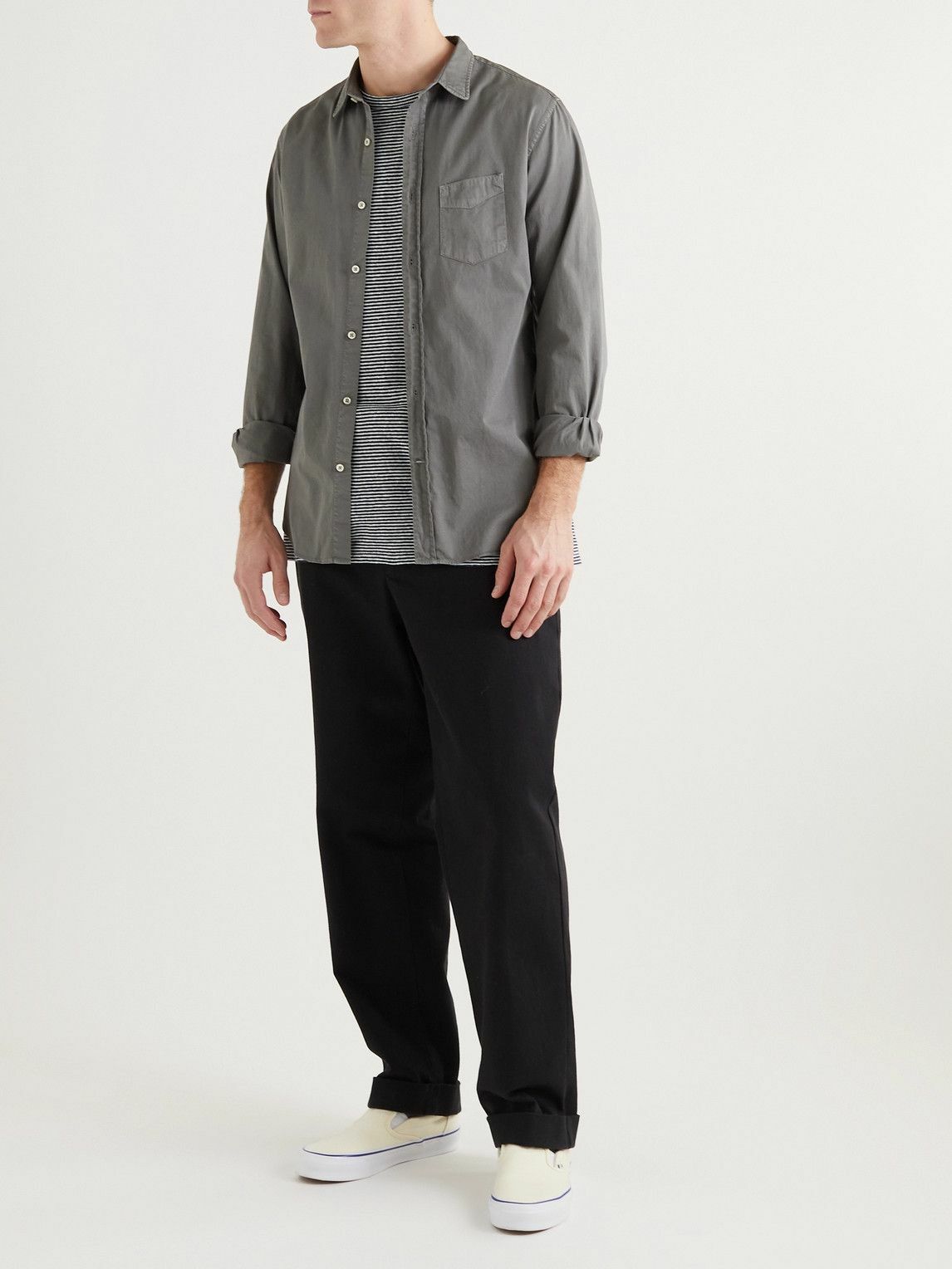 Officine Generale o1mle1025 Lipp Pigment Dye Cotton Twill Shirt in Gray Size US M / EU 48-50 / 2 - 2 Thumbnail