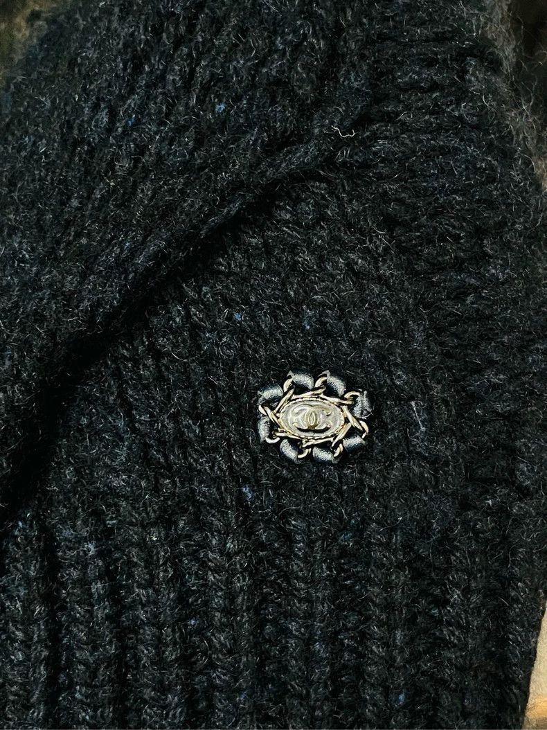 Chanel Chanel Blue-gray color-blocked puff sleeve knitted sweater Size XS / US 0-2 / IT 36-38 - 3 Thumbnail