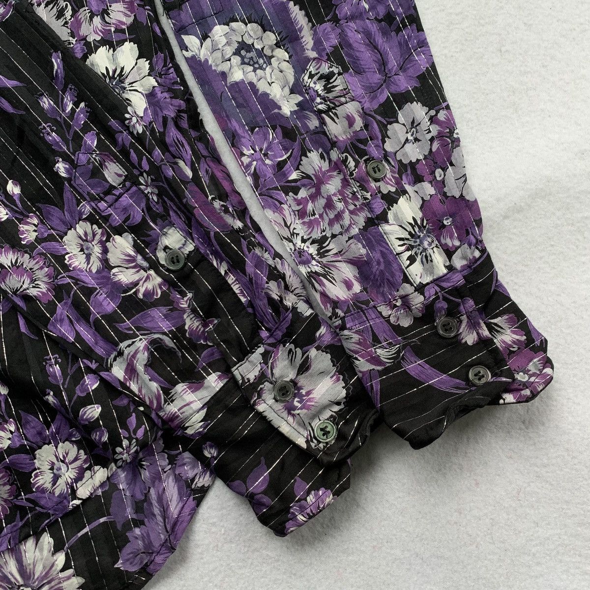 BUFFALO BOBS 2000s Buffalo Bobs Glitter Striped Floral Button Up Shirt Size US M / EU 48-50 / 2 - 6 Thumbnail