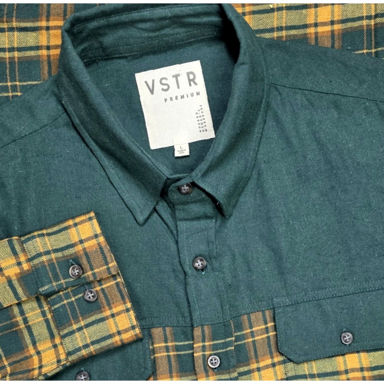 Vintage VSTR Premium Shirt Mens L Green Plaid Button-Up Long Sleeve Collared Size US L / EU 52-54 / 3 - 2 Thumbnail