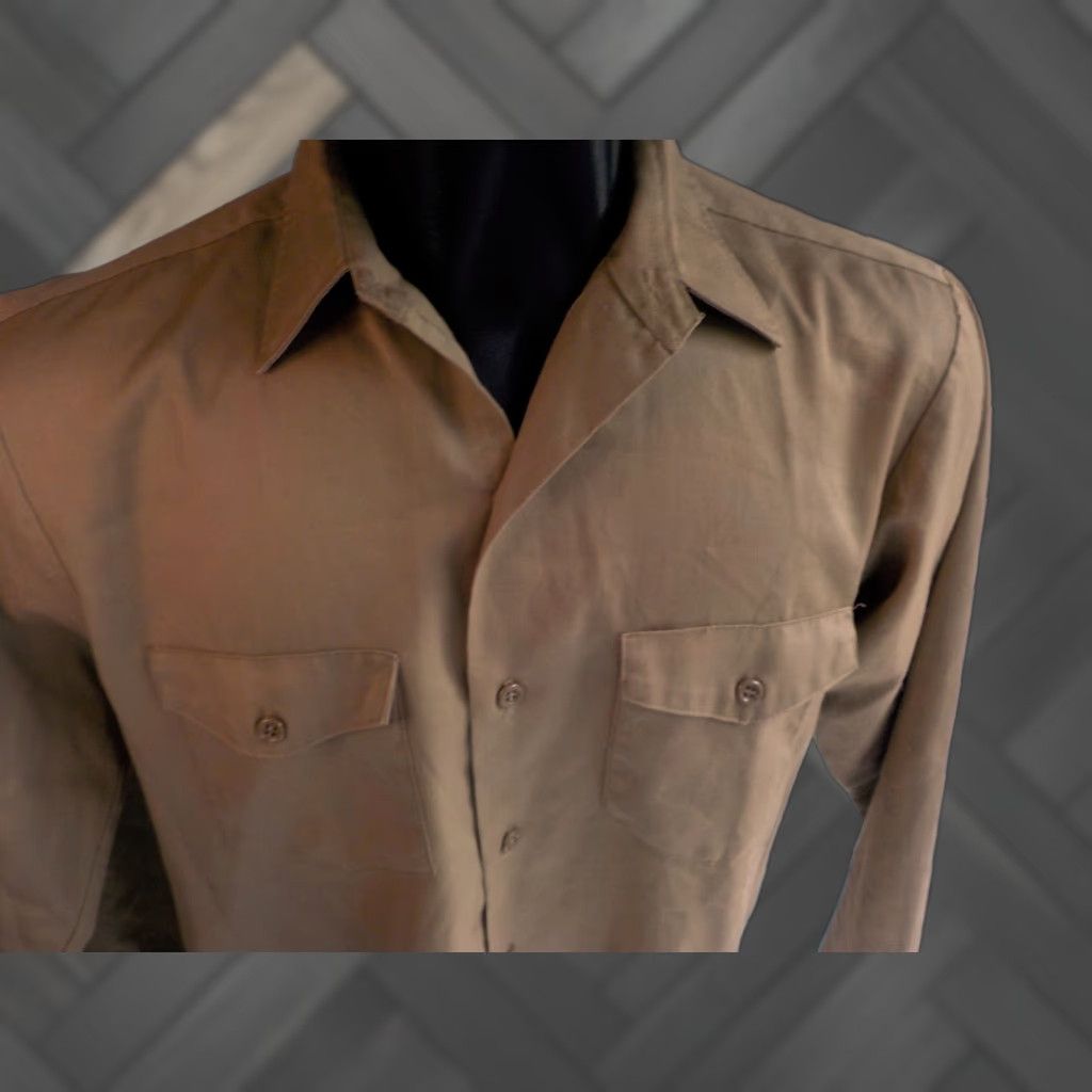 Lee VINTAGE LEE CHETOPA twill work shirt Mens Beige SIZE 15.5 Long Sleeve 2 Buttoned Flap Chest Pockets 70s Good Condition Size US L / EU 52-54 / 3 - 1 Thumbnail
