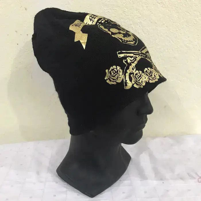Vintage Japanese Brand BTX Skulls Overprint Beanie Hat Size ONE SIZE - 5 Thumbnail