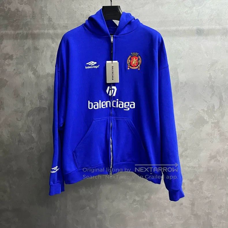 Balenciaga Balenciaga Blue logo letter hooded zip-up long-sleeve swea Size US L / EU 52-54 / 3 - 1 Thumbnail