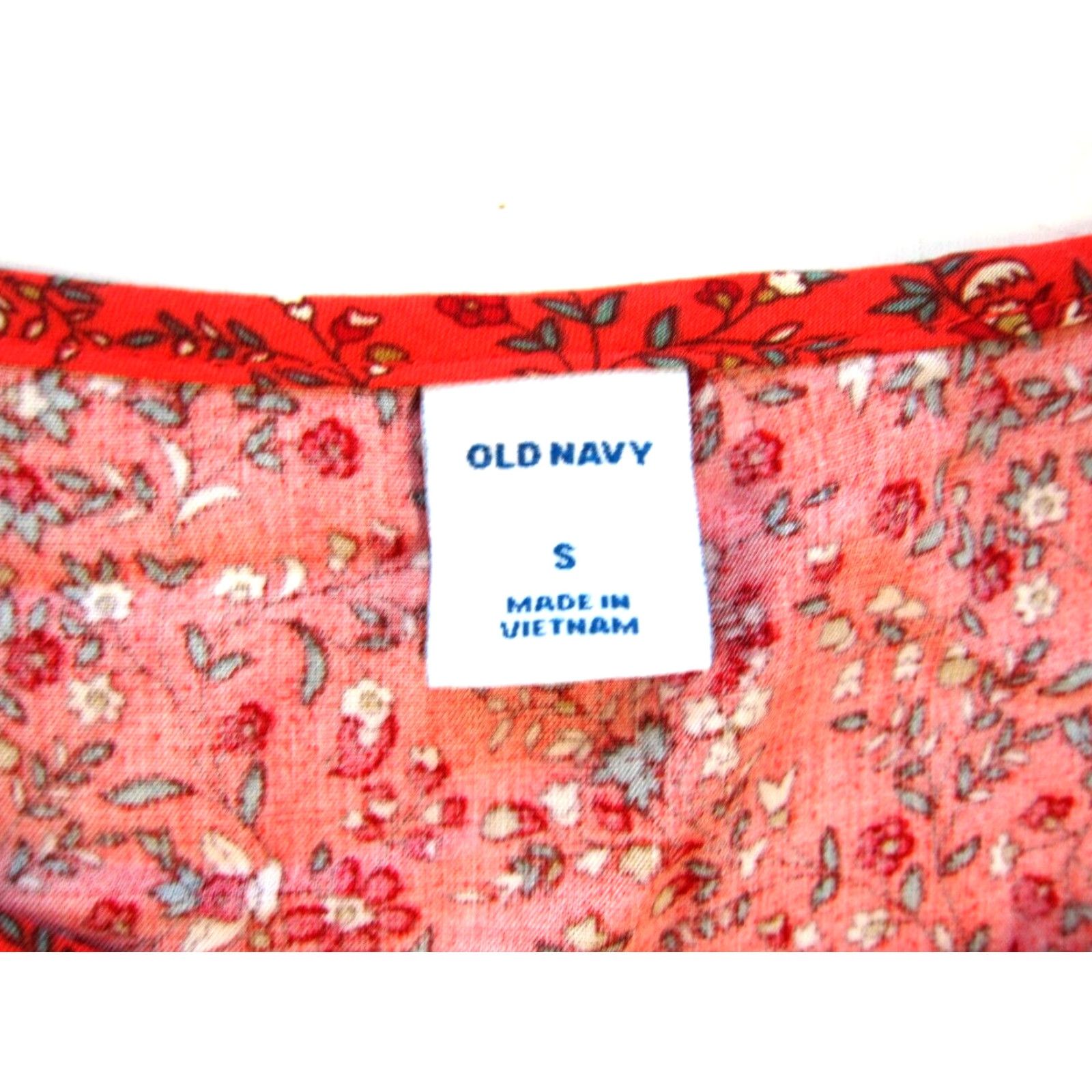 Old Navy Old Navy Floral Long Sleeve Tunic Dress Small Red Rayon Fit & Flare Smock Dress Size S / US 4 / IT 40 - 3 Thumbnail