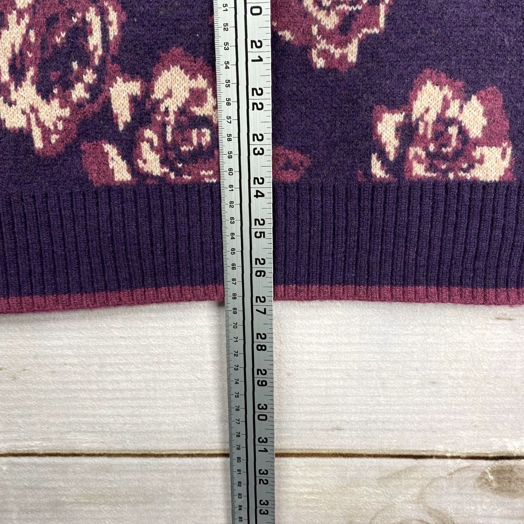Vintage Joseph A Sweater Women's 2X Purple Floral Mock Neck Pullover Knit NWT Size XXL / US 16-18 / IT 52-54 - 5 Thumbnail