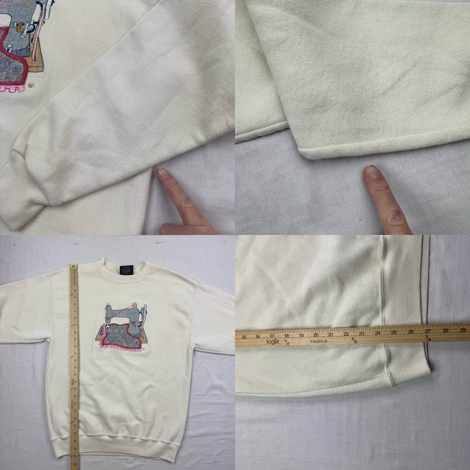 Vintage VINTAGE Bedding? No, this is Vintage Sewing Machine Sweatshirt Womens Large Grandma Cute Fun 90s Embroidery Size L / US 10 / IT 46 - 8 Thumbnail