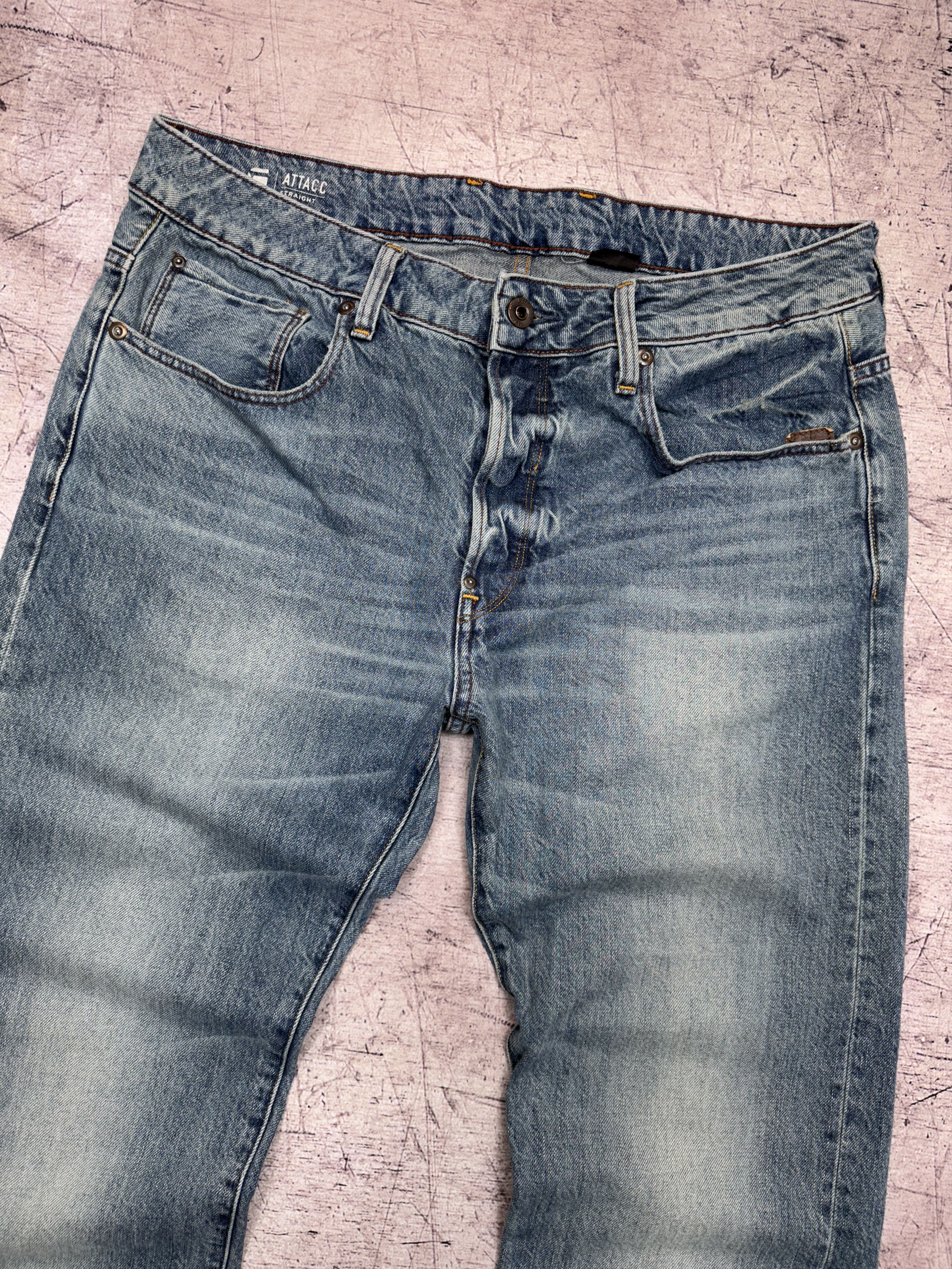 G-Star G Star Raw Attacc Straight Mens Denim Pants Jeans Size US 34 / EU 50 - 2 Thumbnail