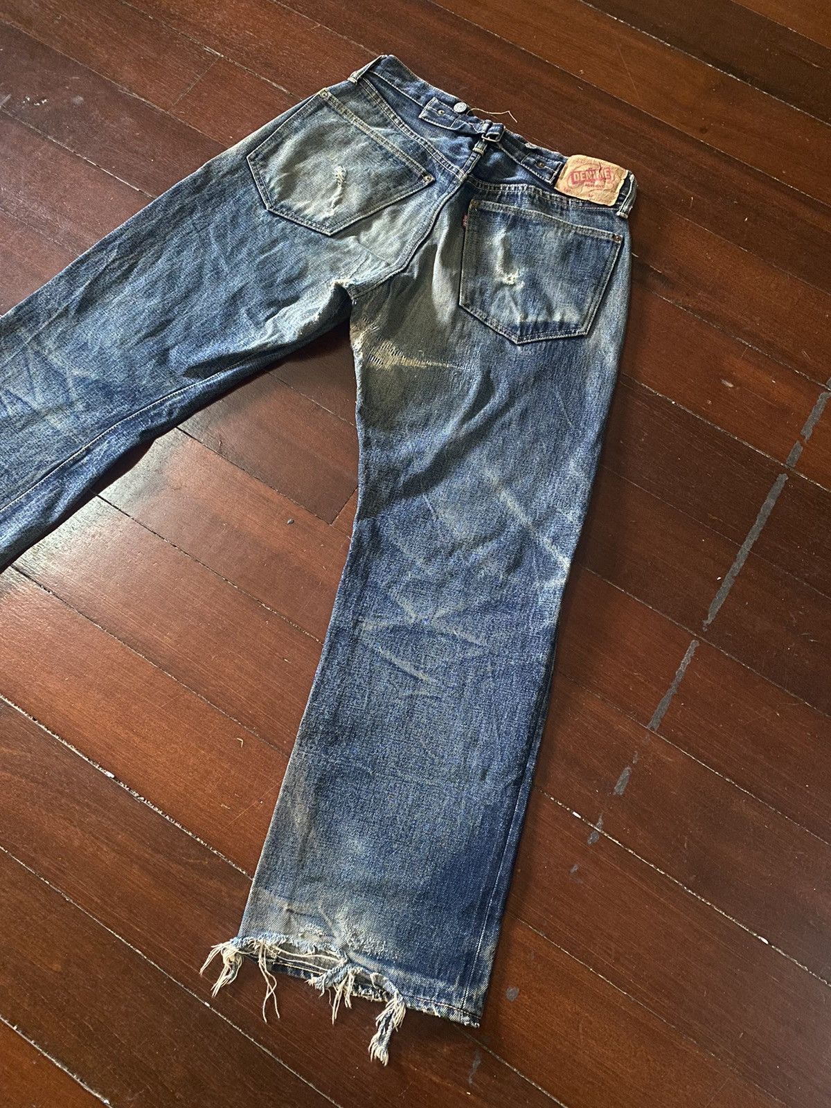 Vintage DENIME JAPAN Vintage Honeycomb Rusty distressed rework B1 Size US 31 - 11 Thumbnail
