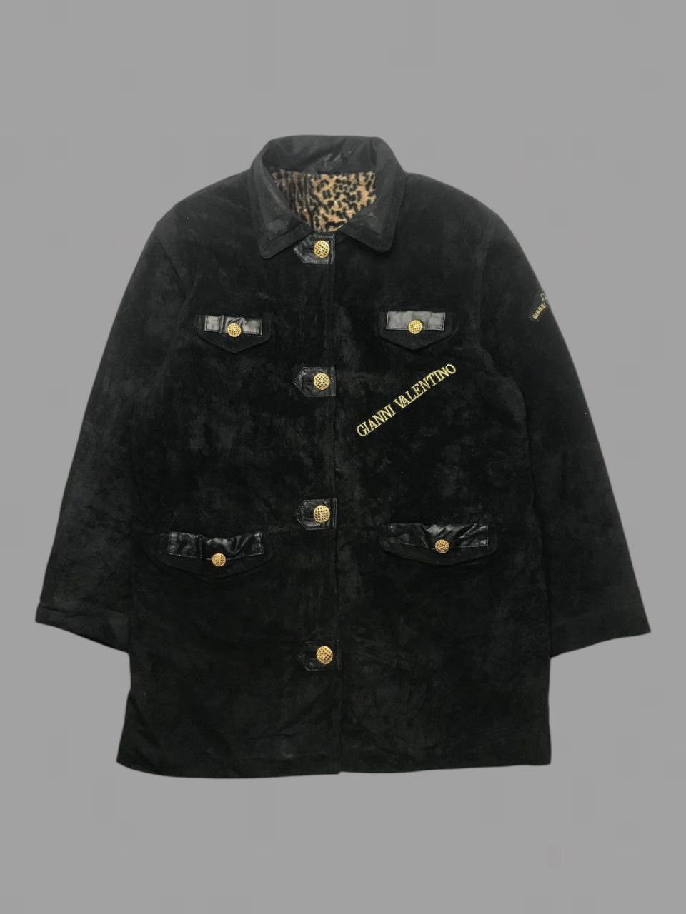 Gianni Valentino × Leather × Valentino Gianni Valentino Leopard Lined Pigskin Suede Coat Size ONE SIZE - 2 Thumbnail