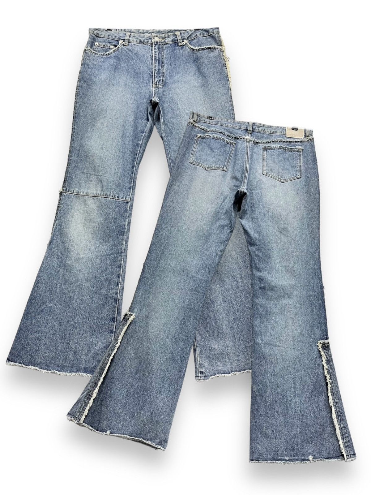 Designer × Japanese Brand × Vintage 🔥FYE 90’s Japanese Denim Frayed Side Bell Bottom Flared Size 32" / US 10 / IT 46 - 1 Thumbnail