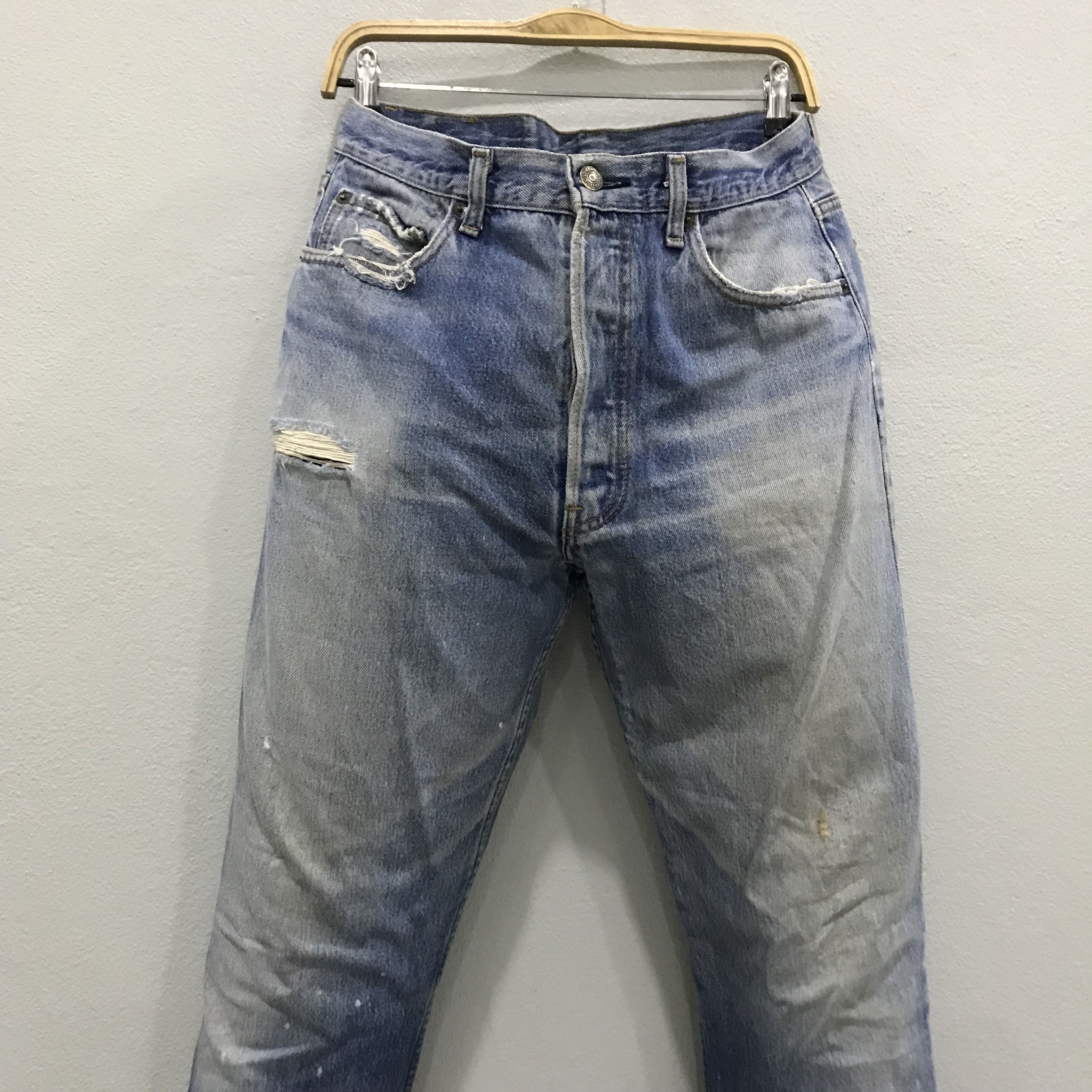 Levi's Vintage 90s Levi’s 501 Straight Leg Jeans Fade Blue Size US 31 - 3 Thumbnail