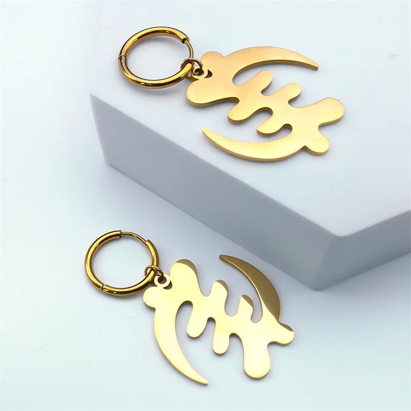 Jewelry Adinkra Gye Nyame Africa Symbol Hoop Earrings Jewelry Gift Size ONE SIZE - 4 Thumbnail