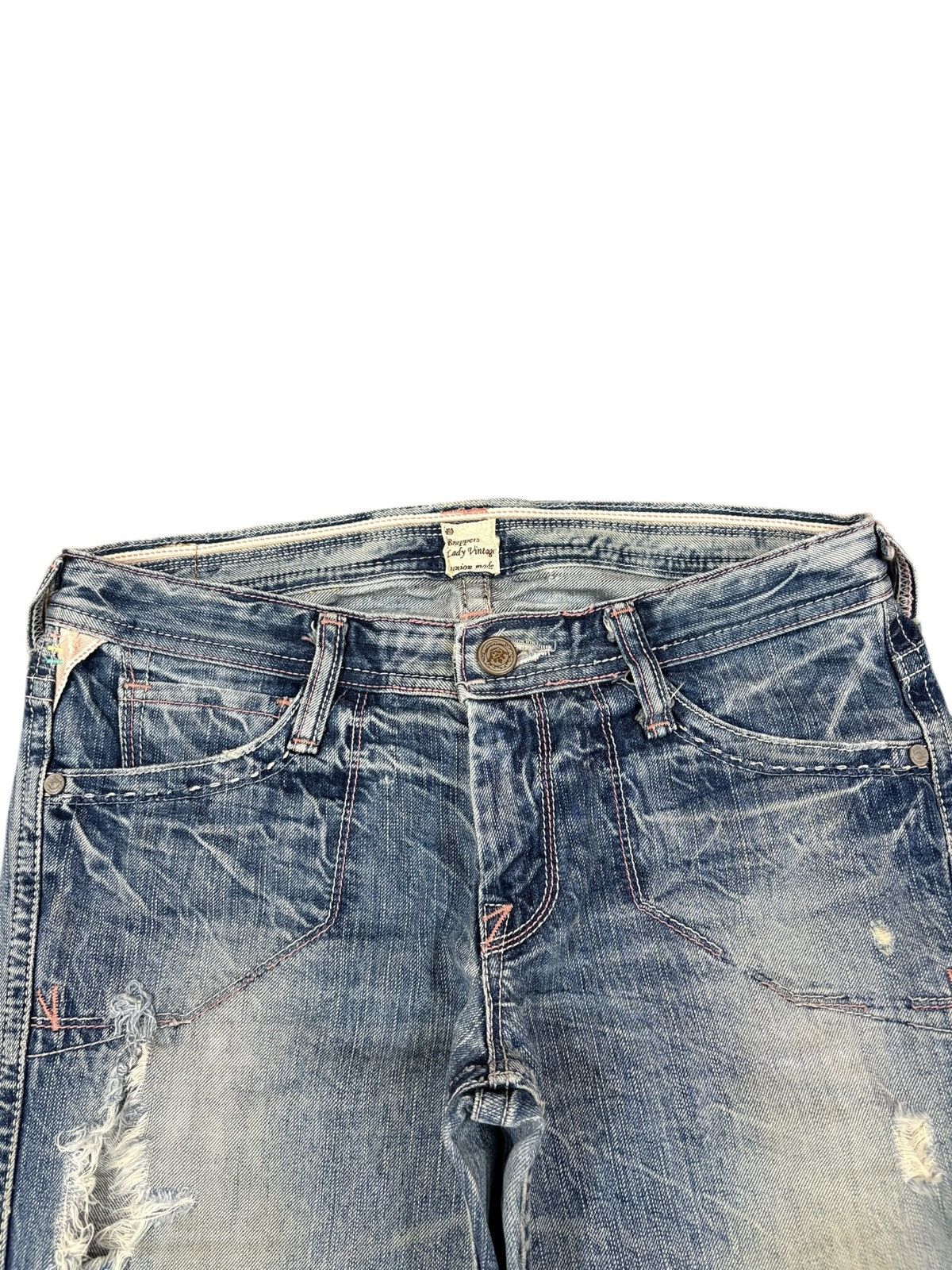 Japanese Brand Vintage Japanese Brand Crack Wash Distressed Flare Jeans Size 31" - 4 Thumbnail