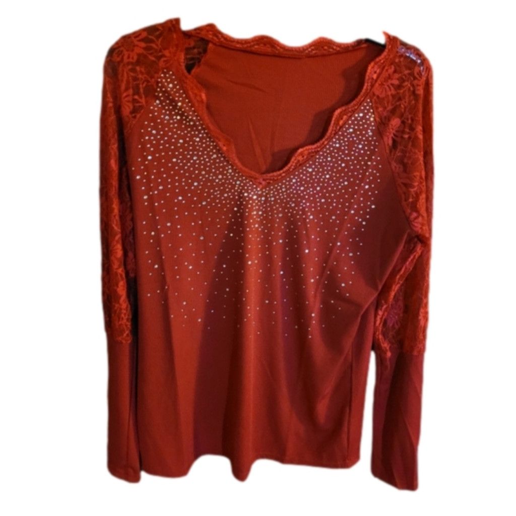 Other Unknown brand, shirt, red/w sparkles,, NWOT, Size XL,small Size XL / US 12-14 / IT 48-50 - 1 Thumbnail