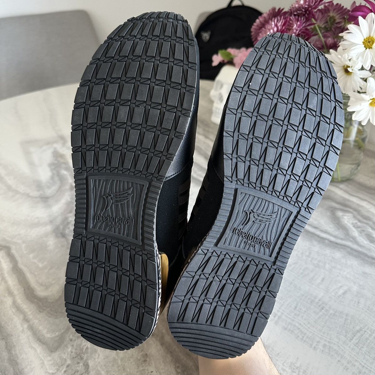 Roberto Cavalli Roberto Cavalli Sport Black Leather Fashion Sneakers Size US 11.5 / EU 44-45 - 12 Thumbnail